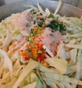 Ingredients for Sauerkraut Before Mixing