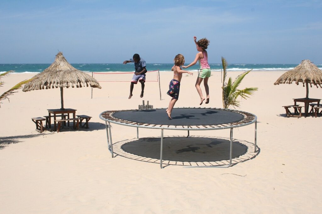 Kids on a Mini Trampoline